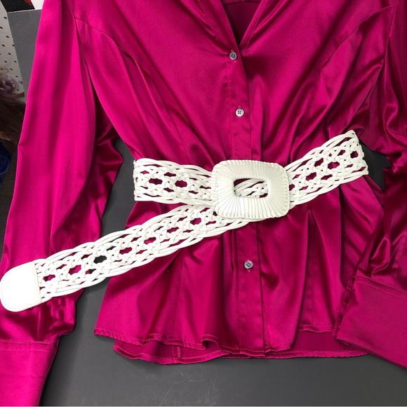 CHICO'S Women's Y2K Braided Genuine Leather Belt Sz M L 44" Long Pin Buckle Boho - Picture 2 of 9